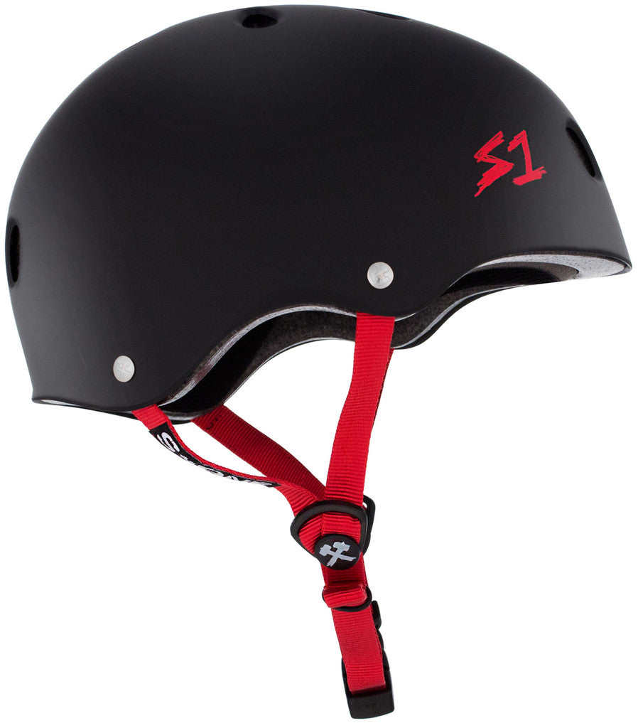 S1 Lifer Helmet - Black Matte w/ Red Straps