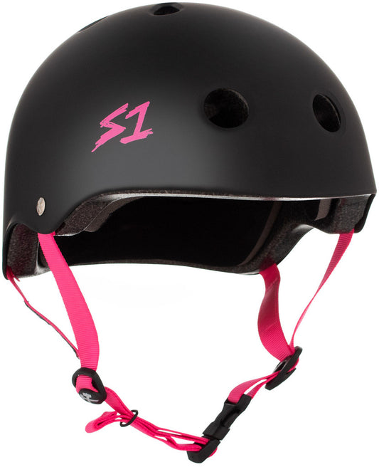 S1 Lifer Helmet - Black Matte w/ Pink Straps