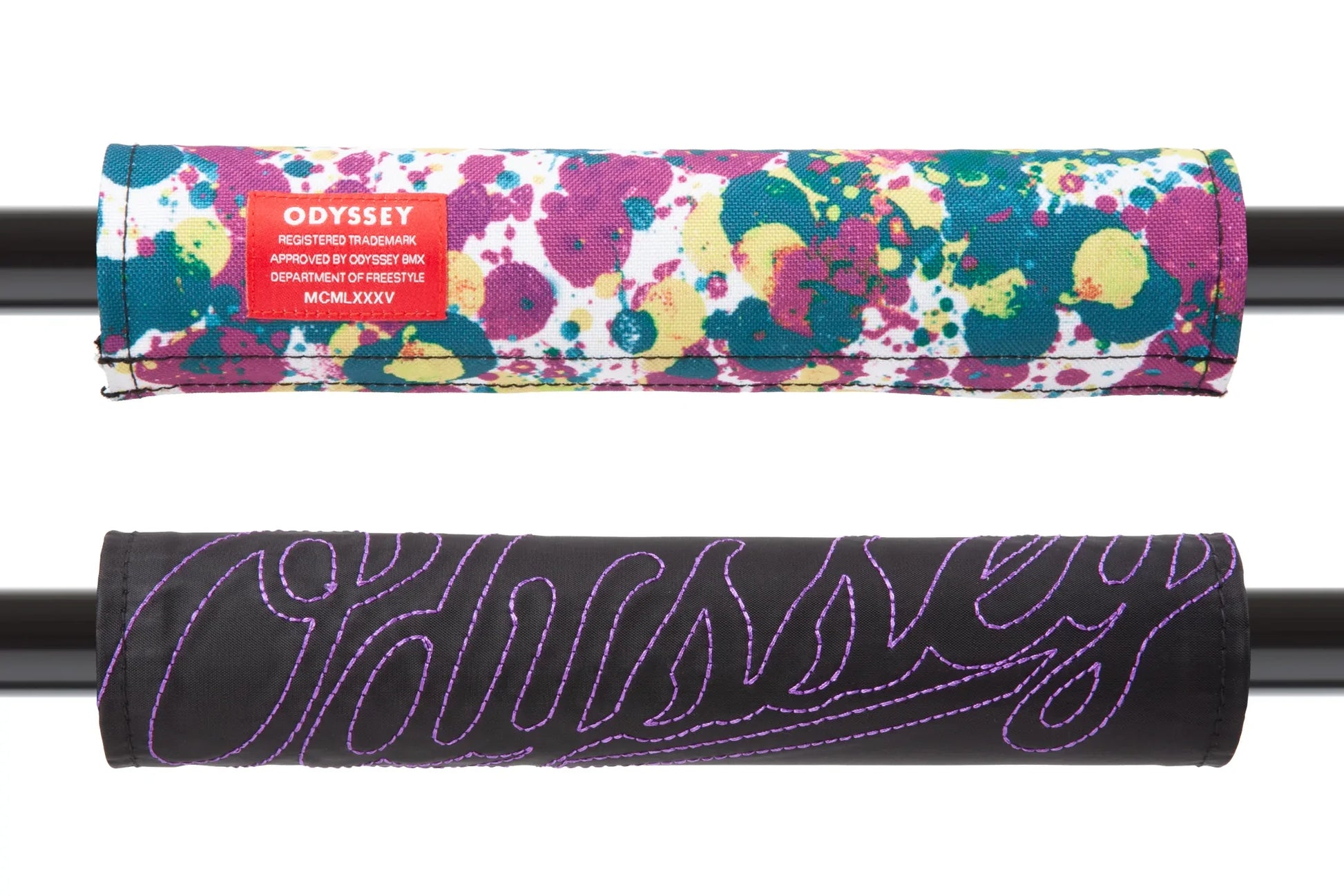 Odyssey Reversible Bar Pad (Splatter / Big Stitch Purple) available at 5150bmx.com