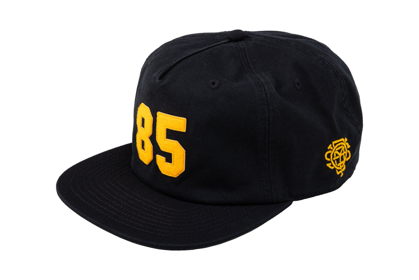 Odyssey '85 Hat (Black w/ Golden Rod Felt Applique) available at 5150bmx.com
