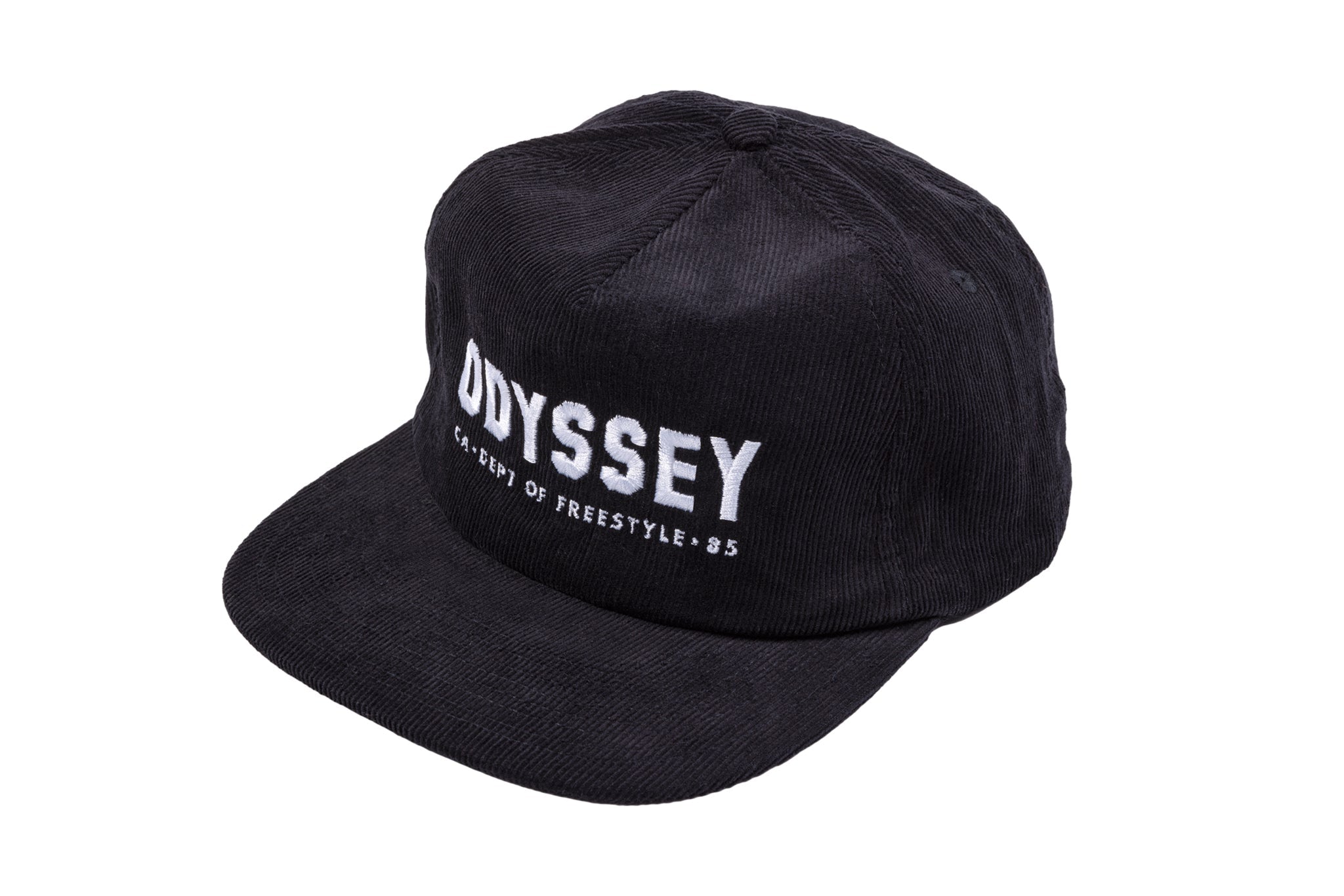 Odyssey Campus 5-Panel Corduroy Hat (Black with White Embroidery) available at 5150bmx.com