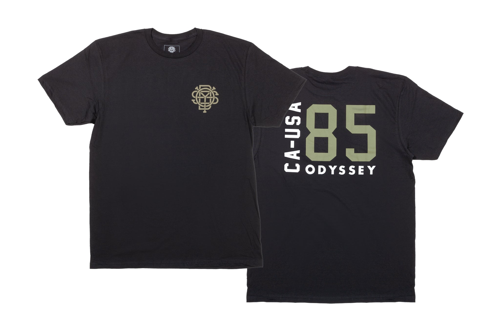 Odyssey Import Tee (Black with Olive Ink) available at 5150bmx.com