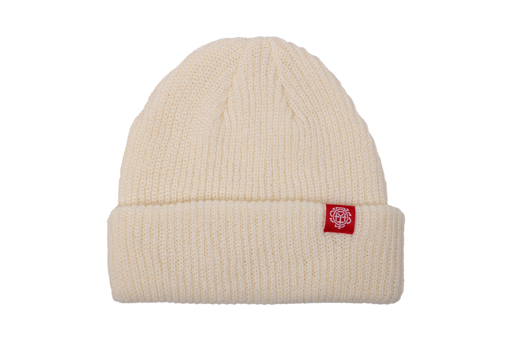 Odyssey Monogram Label Beanie (White with Red Label) available at 5150bmx.com