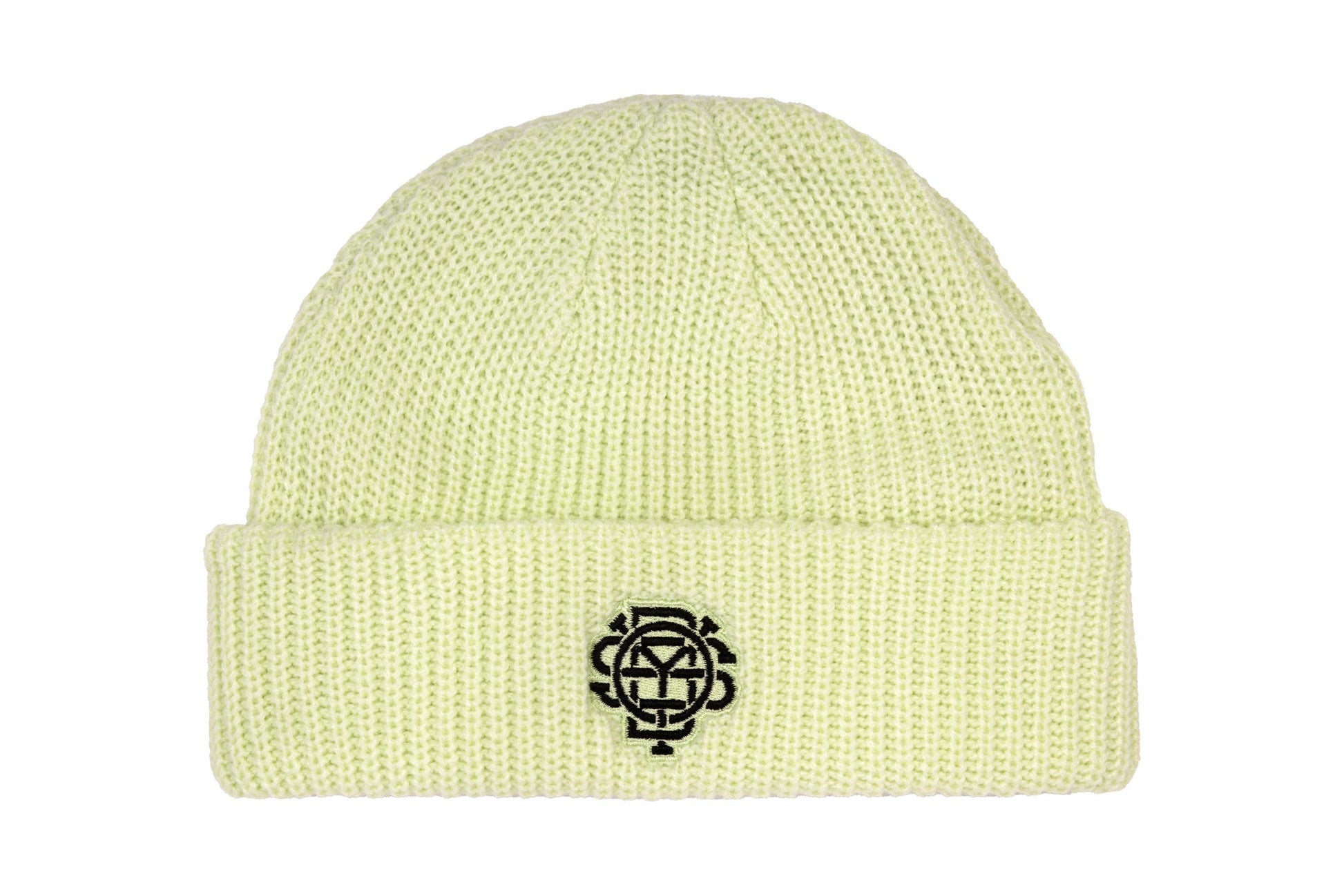 Odyssey Monogram Cable Beanie (Lime with Black Embroidery) available at 5150bmx.com