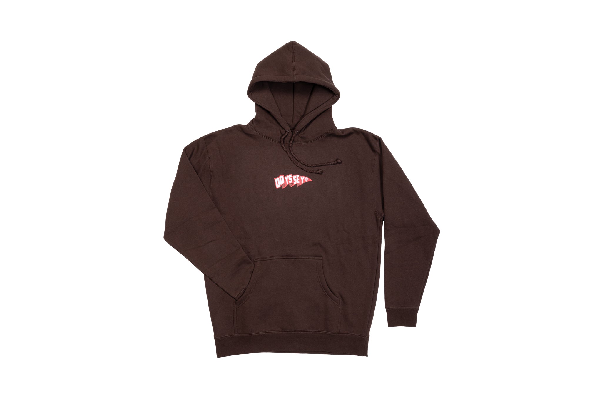 Odyssey Pennant Pullover Hoodie (Brown with Red/White Ink) available at 5150bmx.com