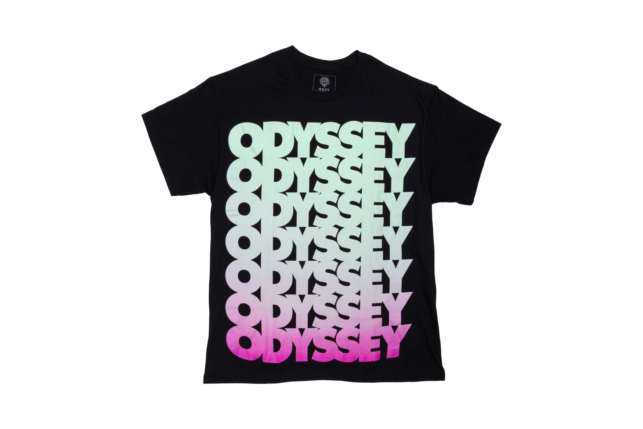 Odyssey Repeater Tee (Black w/ Multicolor Ink) available at 5150bmx.com