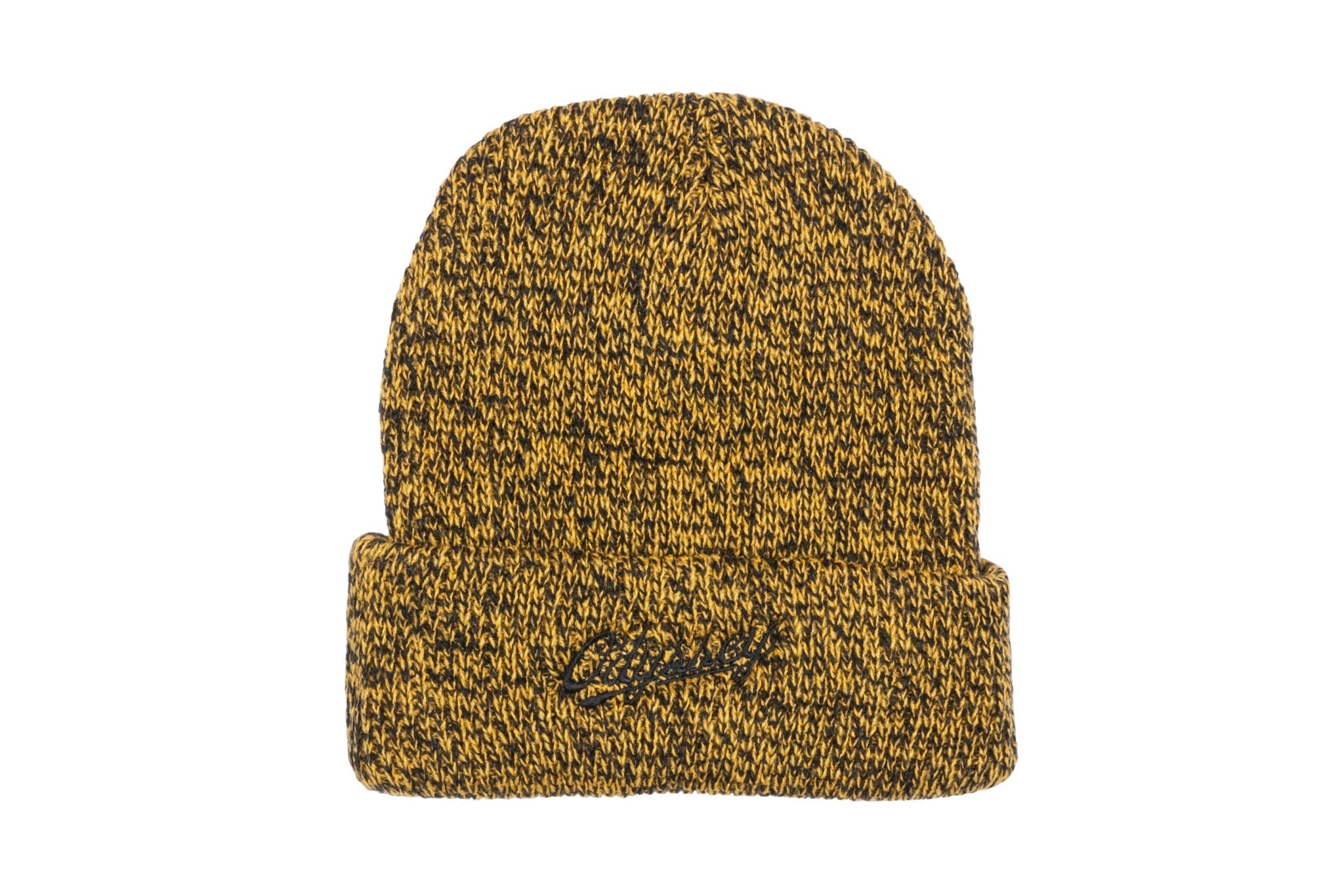 Odyssey Stitched Slugger Beanie (Black/Yellow with Black Stitch) available at 5150bmx.com