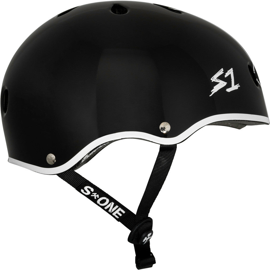 S1 Mini Lifer Helmet - Black w/ White Outline
