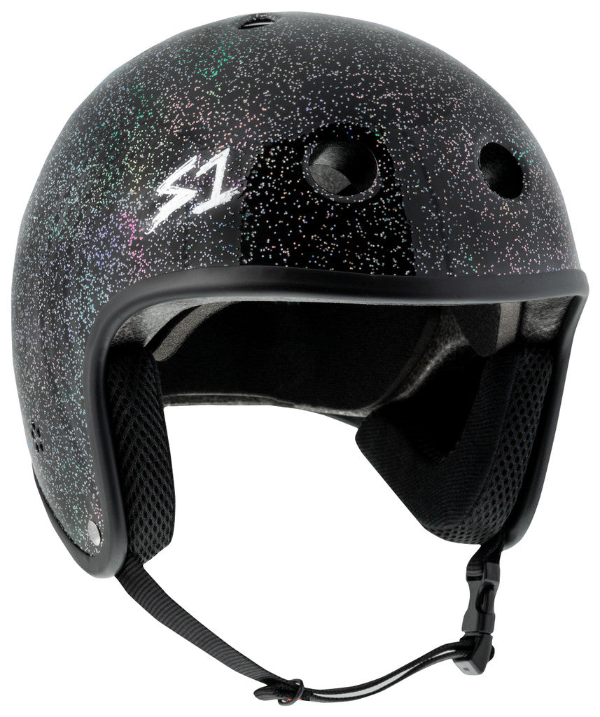 S1 Retro Lifer Helmet - Black Gloss Glitter BMX Helmet