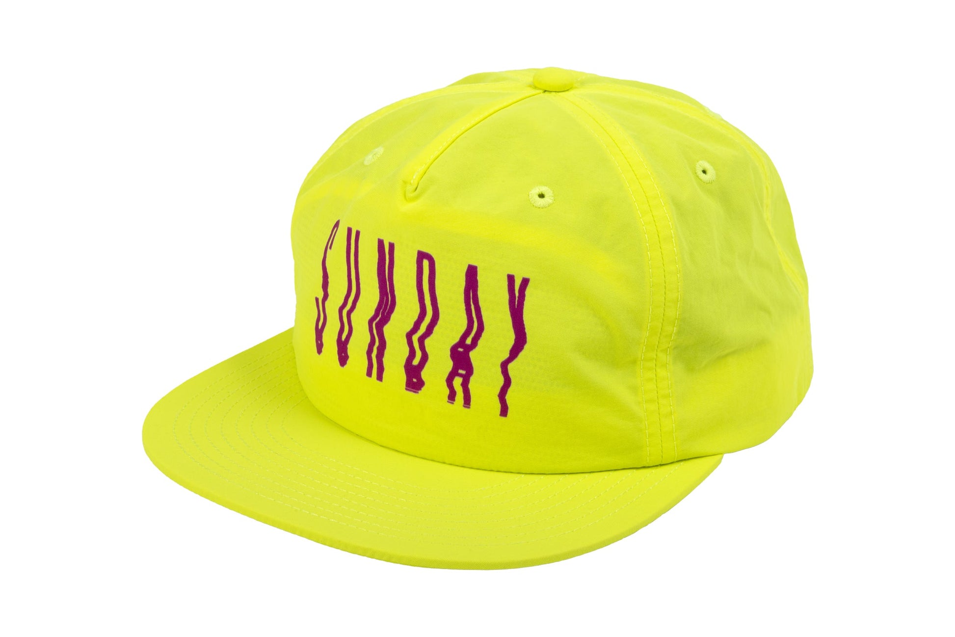 Sunday High Wave 5-Panel Nylon Snapback Hat (Safety Green w/ Purple Screen Print) available at 5150bmx.com