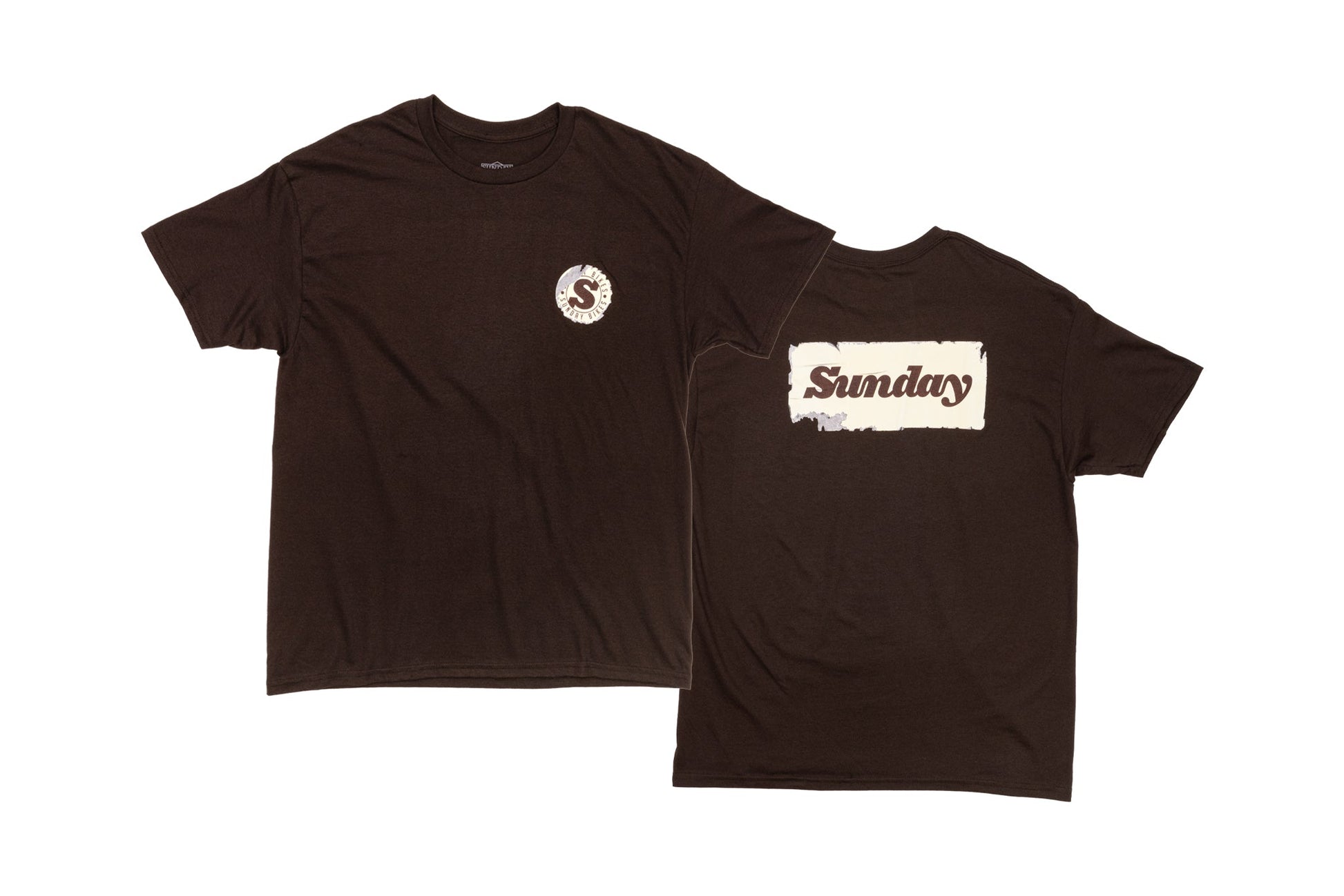 Sunday Sticker Tee (Brown w/ Cream+White Ink) available at 5150bmx.com