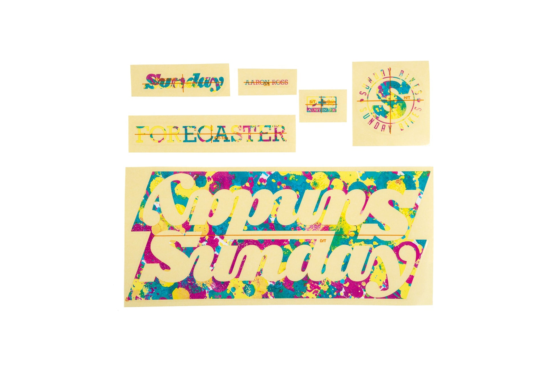 Sunday Forecaster Frame Sticker Kit (Gloss Splatter) available at 5150bmx.com