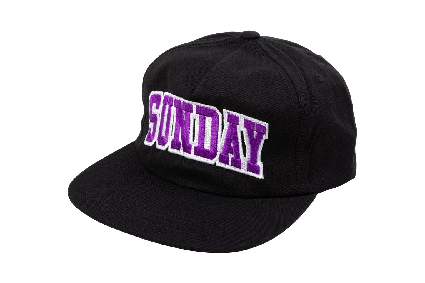 Sunday Blockhead 5-Panel Hat (Black w/ Purple+White Embroidery) available at 5150bmx.com