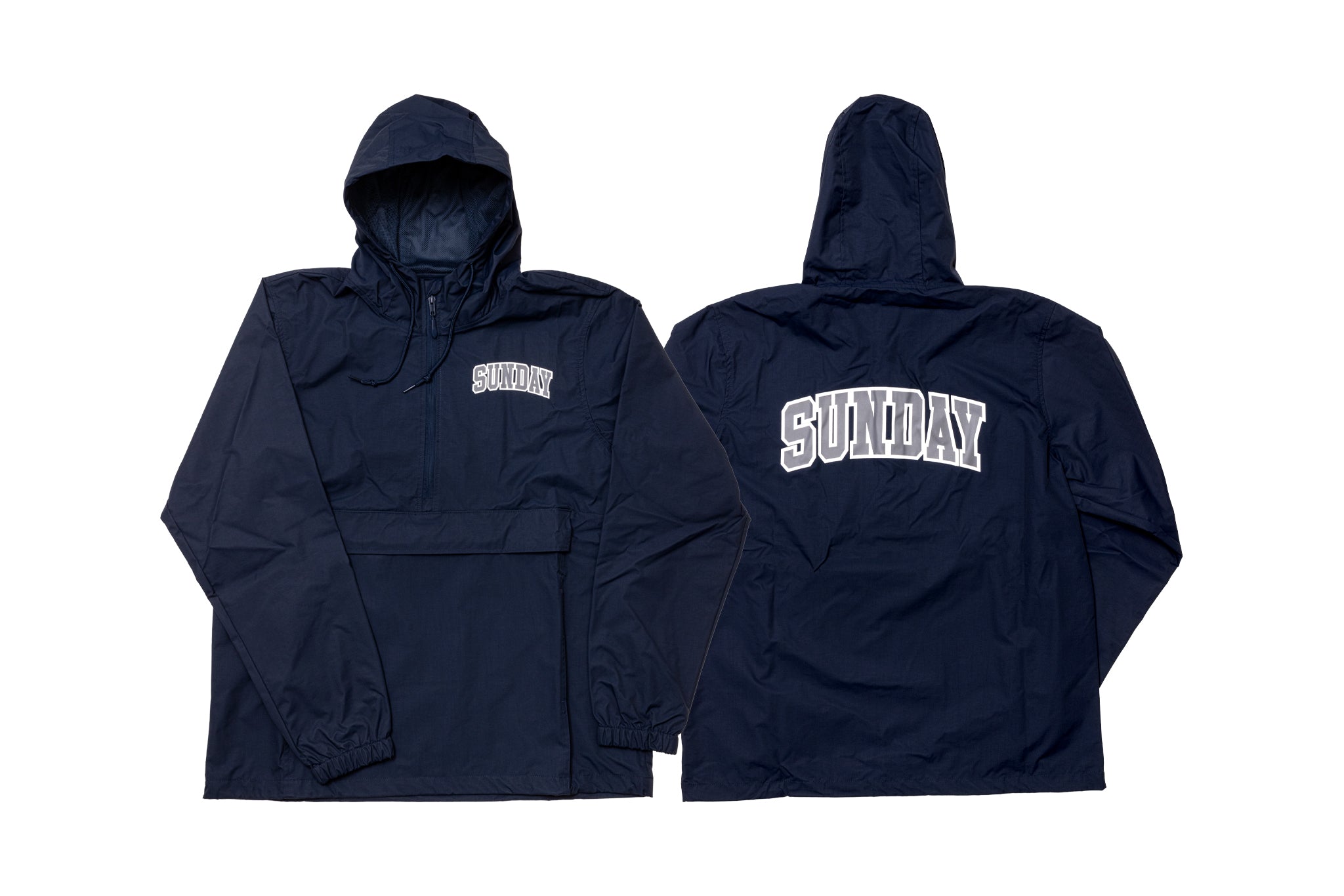 Sunday Blockhead Windbreaker Anorak Jacket (Navy with Gray/White Ink) available at 5150bmx.com