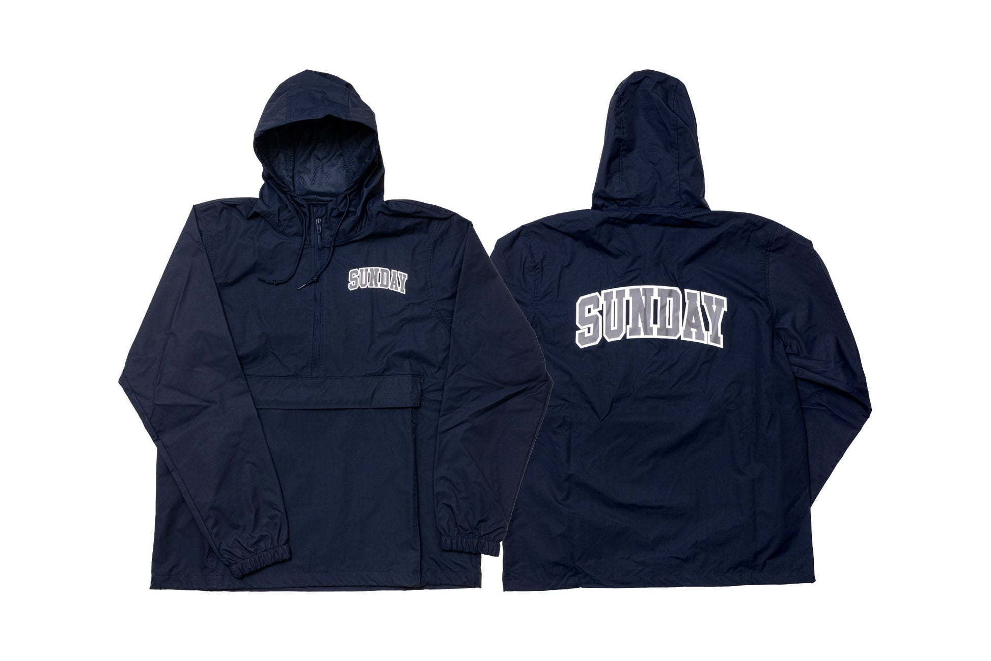 Sunday Blockhead Windbreaker Anorak Jacket (Navy with Gray/White Ink) available at 5150bmx.com