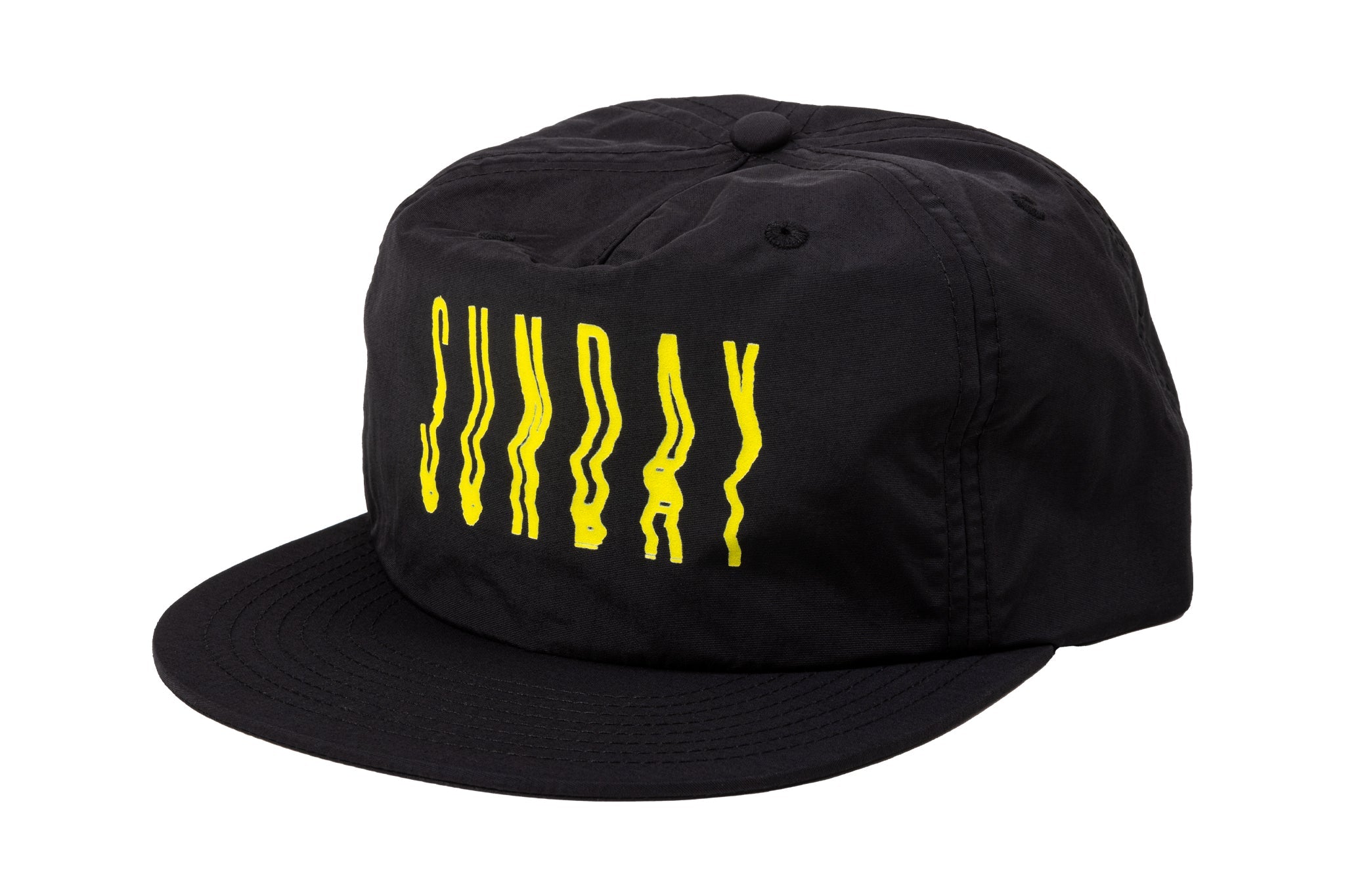 Sunday High Wave Nylon Snapback Hat (Black with Neon Yellow Screen Print) available at 5150bmx.com