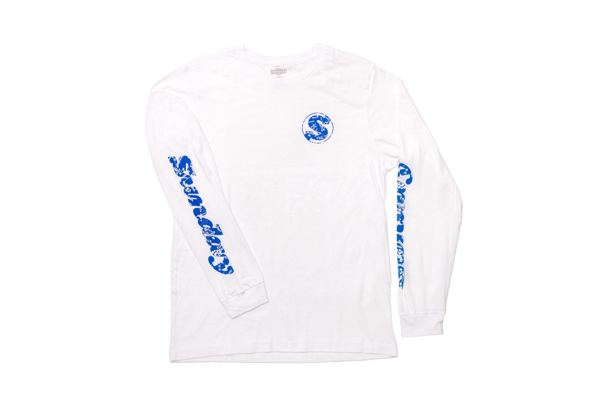 Sunday Star Map Long Sleeve (White w/ Navy Pattern Ink) available at 5150bmx.com