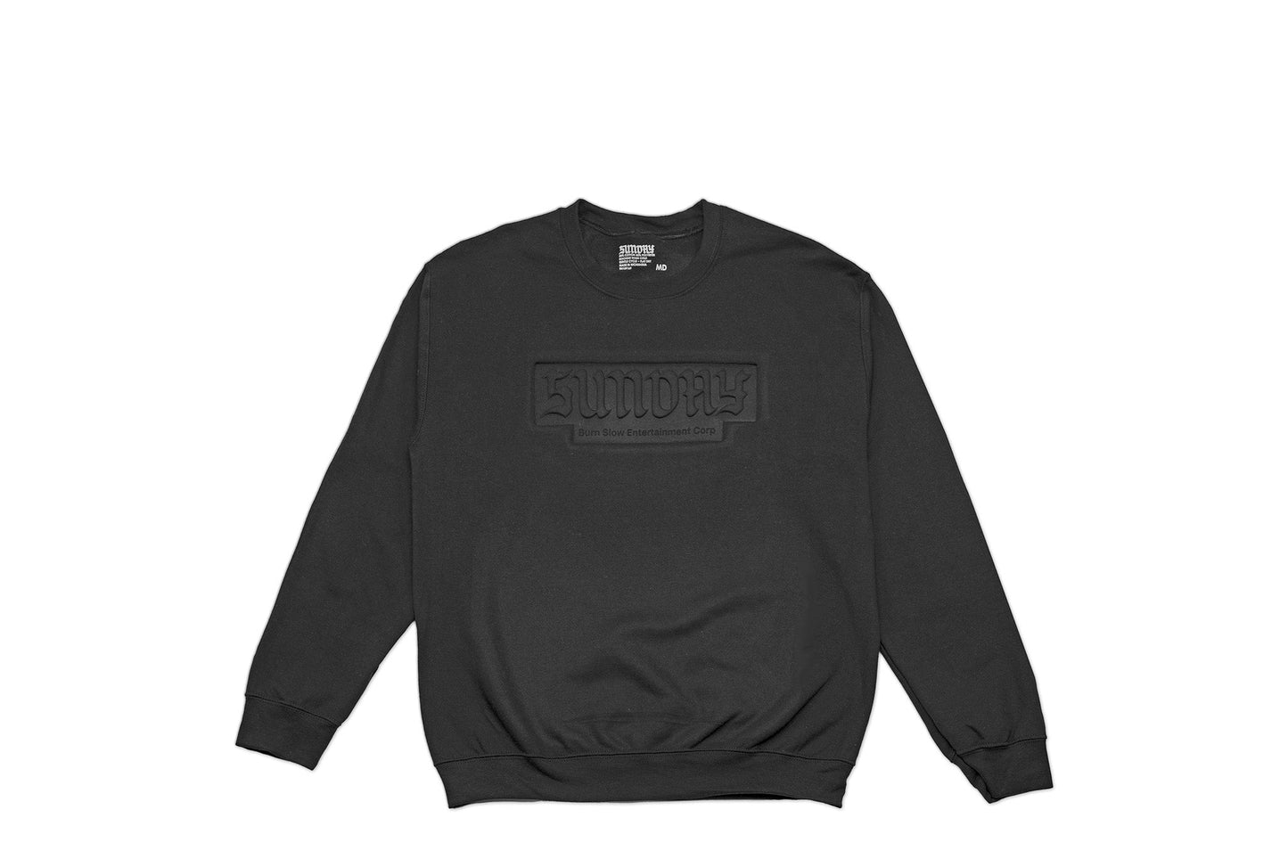 Sunday x Burn Slow Burnday Embossed Crew Neck (Black) available at 5150bmx.com