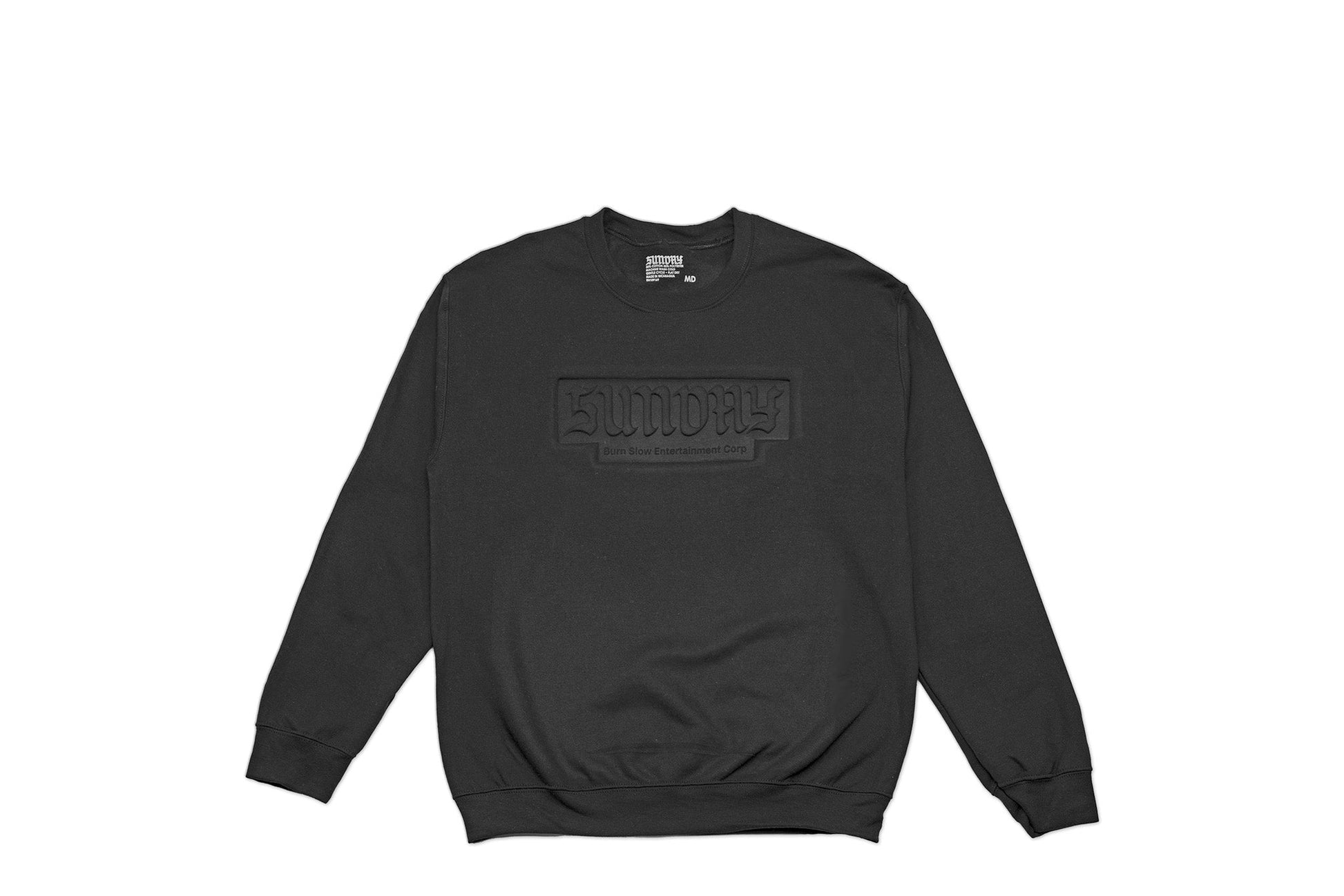 Sunday x Burn Slow Burnday Embossed Crew Neck (Black) available at 5150bmx.com