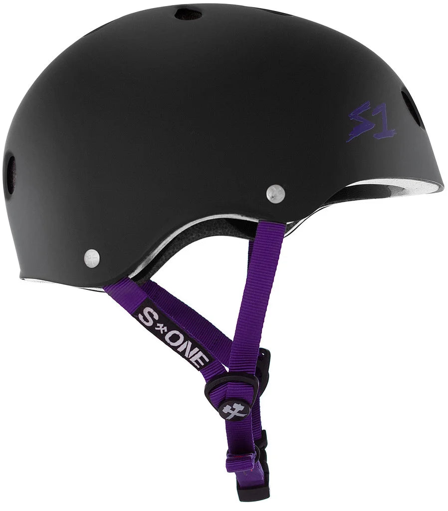 S1 Lifer Helmet - Black Matte w/ Purple Straps