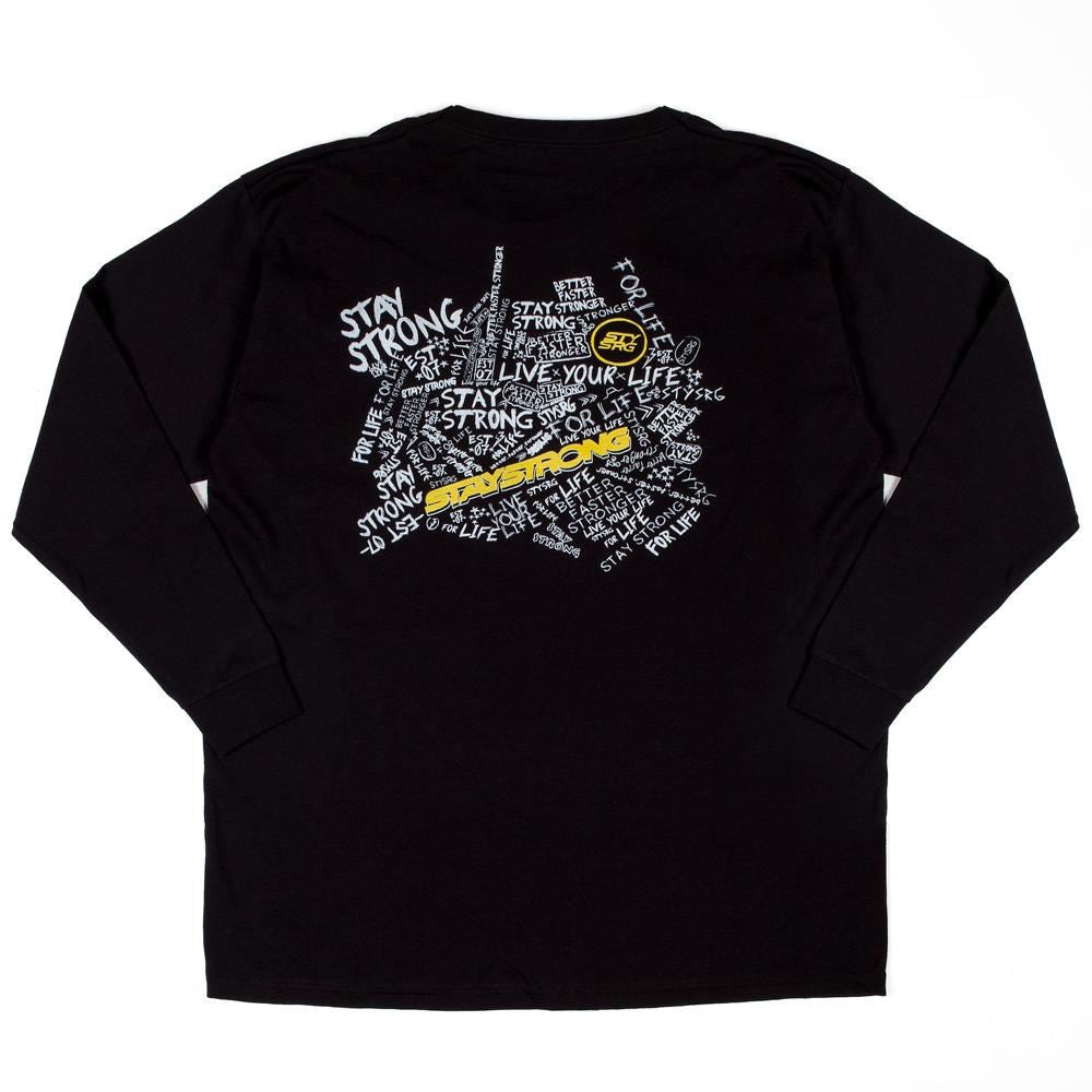 Stay Strong Scribble Long Sleeve Youth T-Shirt - Black available at 5150bmx.com