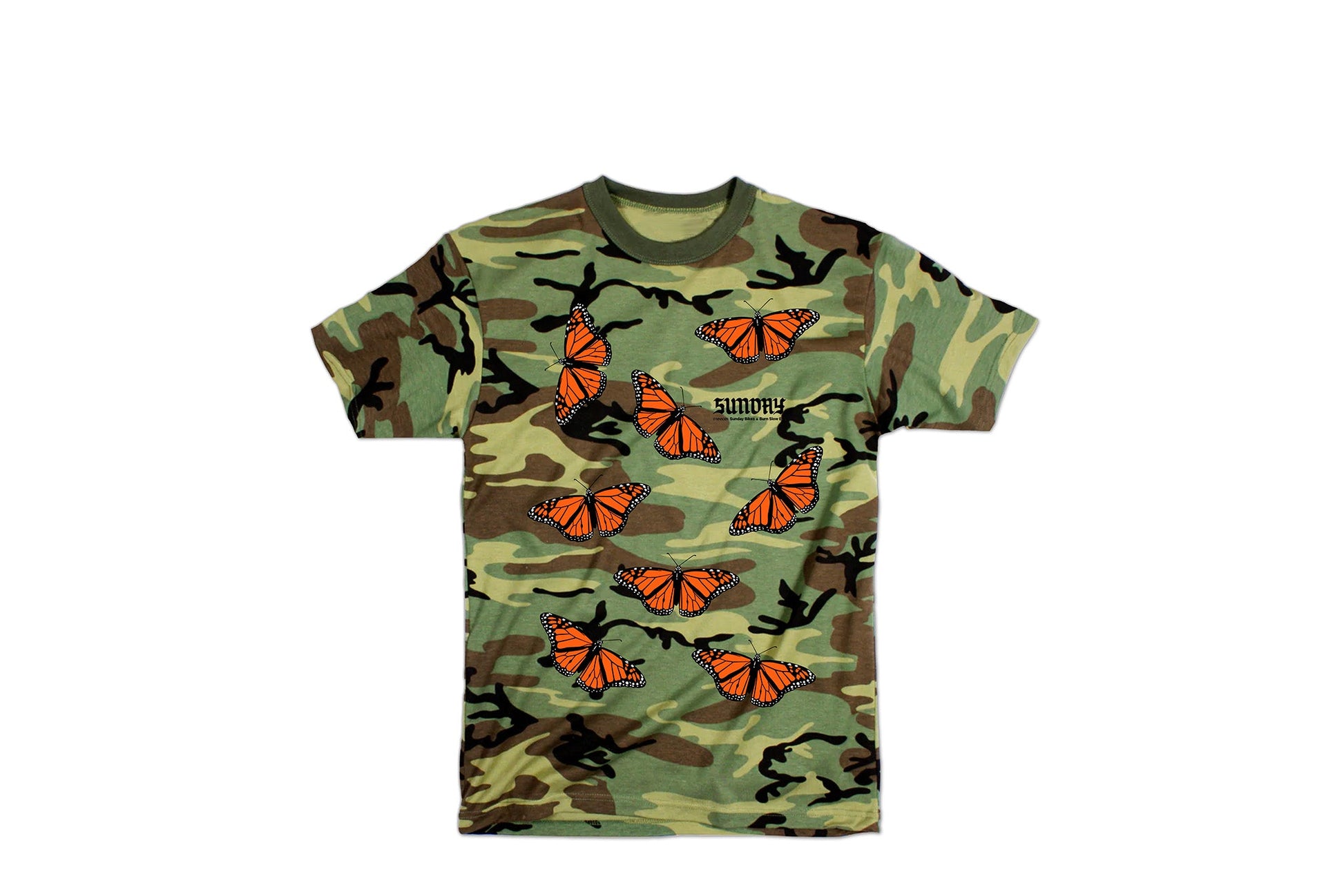 Sunday x Burn Slow Migration Logo S/S (Woodland Camo) available at 5150bmx.com