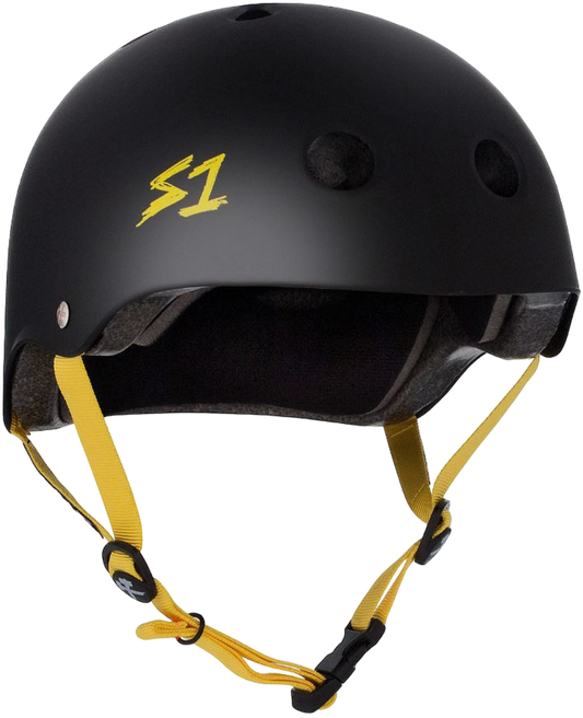 S1 Lifer Helmet - Black Matte w/ Yellow Straps