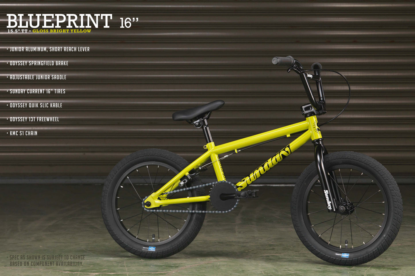 2023 Sunday Blueprint 16" (Gloss Bright Yellow with 15.5" tt)