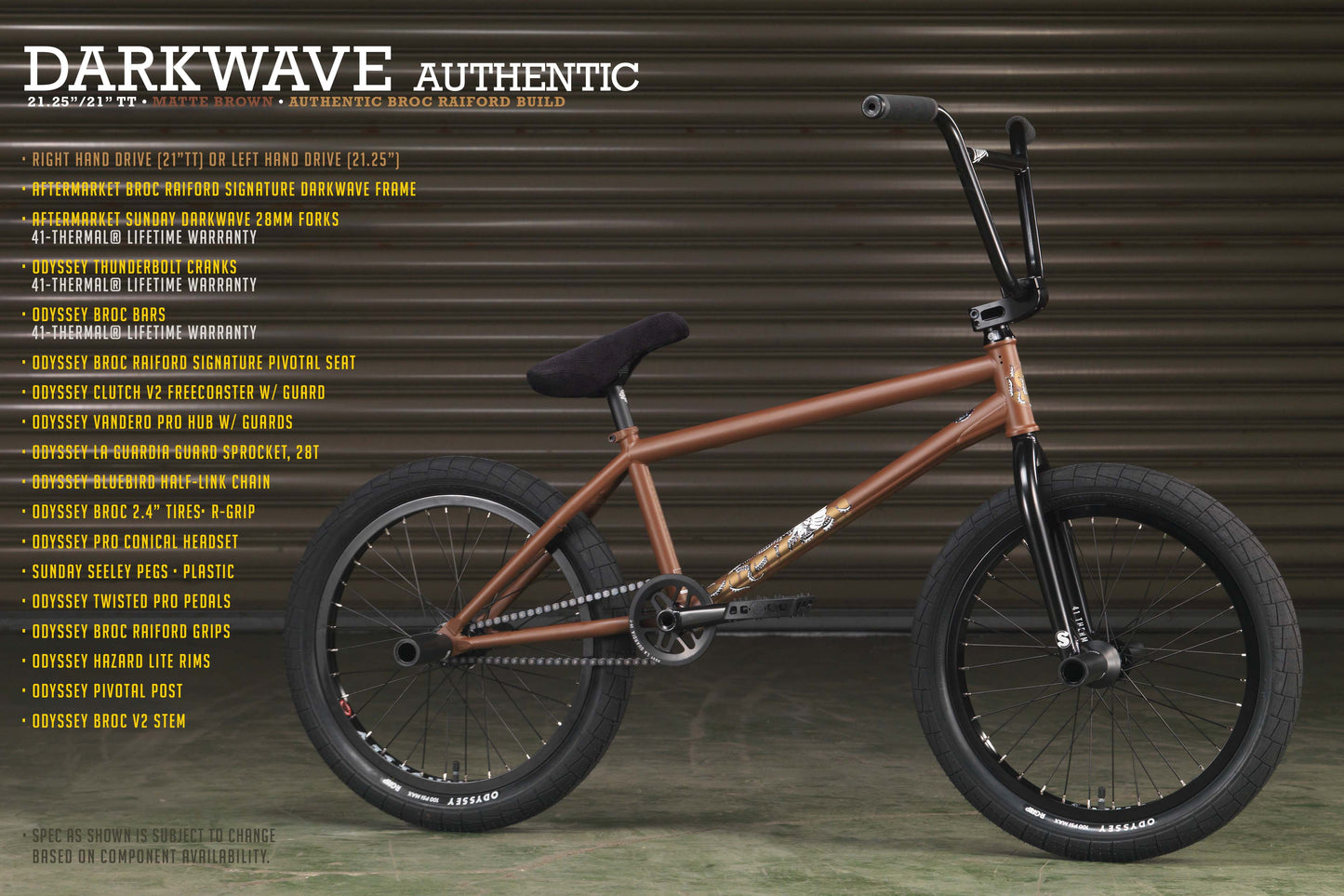 2023 Sunday Darkwave - Broc Raiford Authentic (Matte Dark Brown with 21.25" tt in RHD or LHD