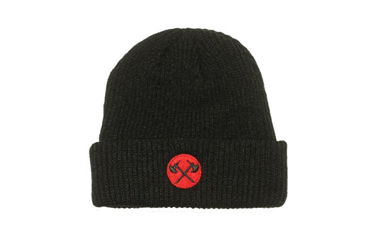 Demolition Axes Cuff Beanie - Red On Black