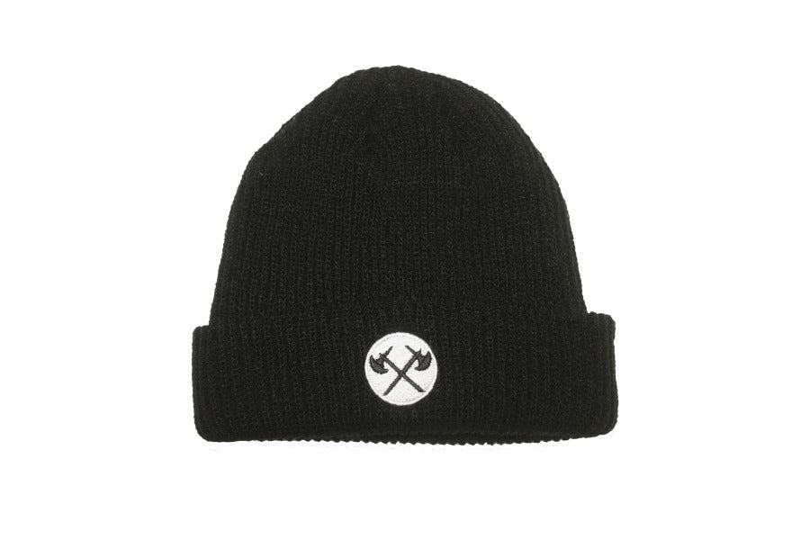 Demolition Axes Cuff Beanie - White On Black