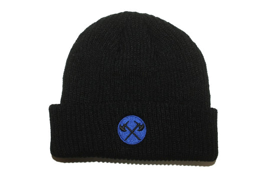 Demolition Axes Cuff Beanie - Blue On Black