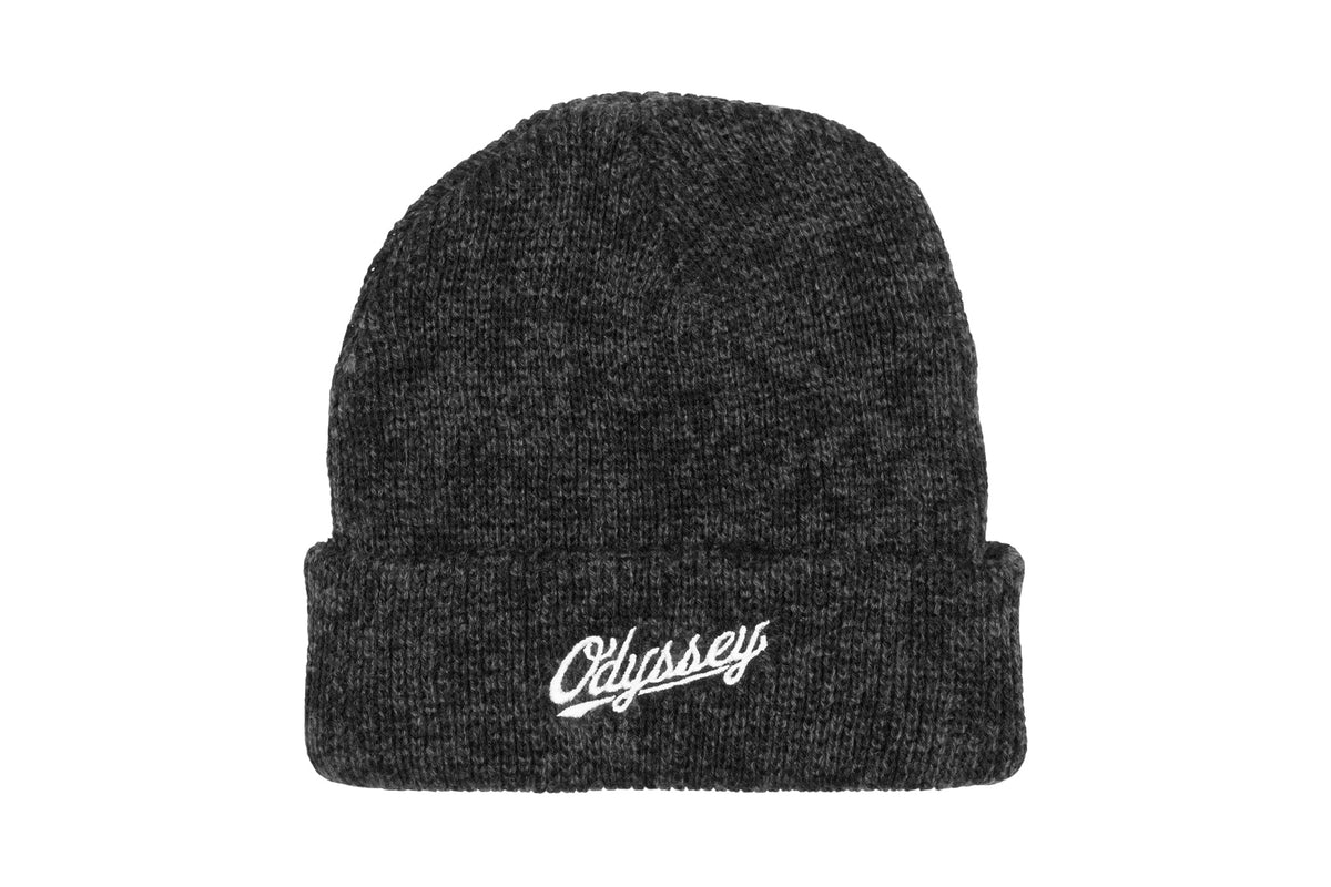 Odyssey Stitched Slugger Beanie (Heather Black with White Stitch)