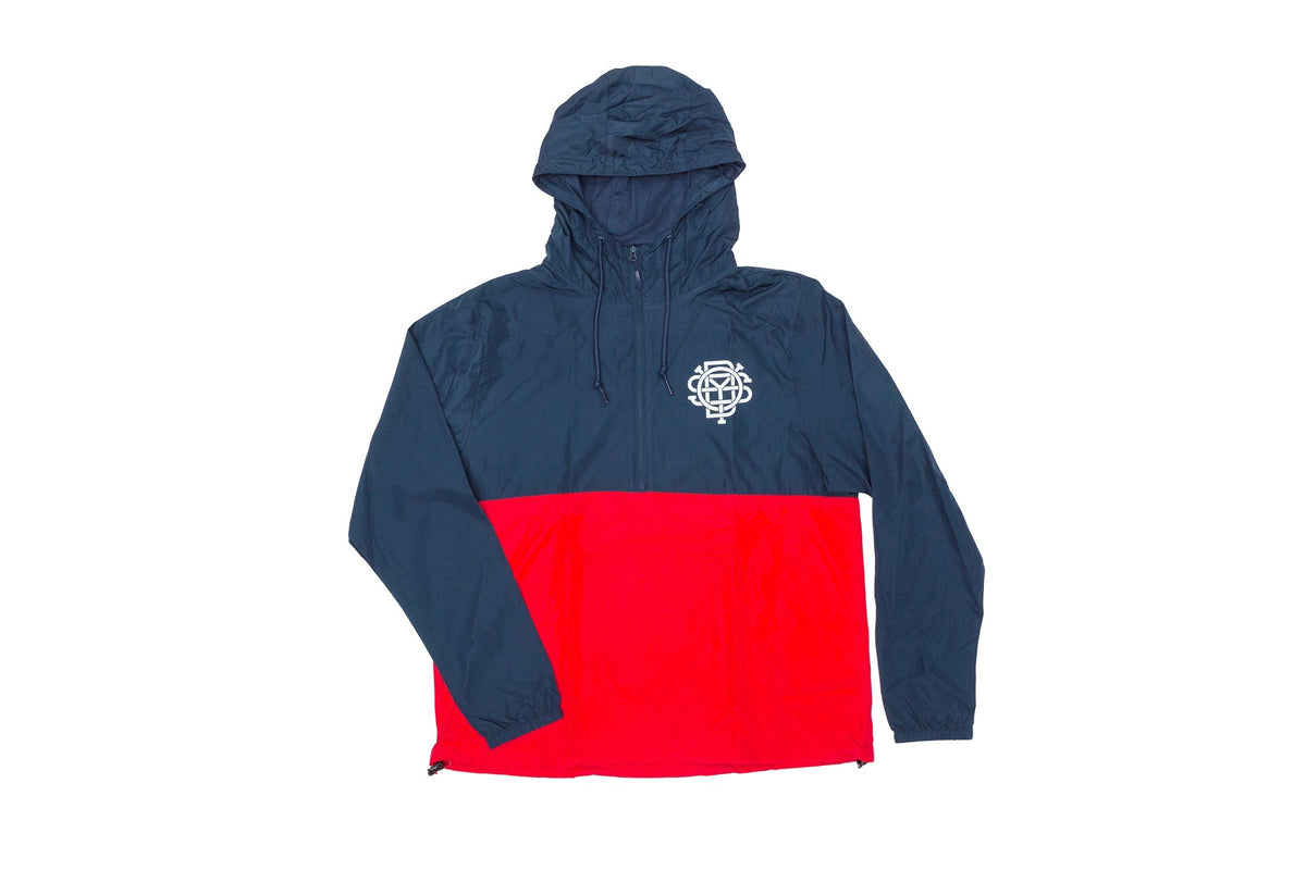 Odyssey Monogram Hooded Windbreaker Jacket (Navy/Cardinal)
