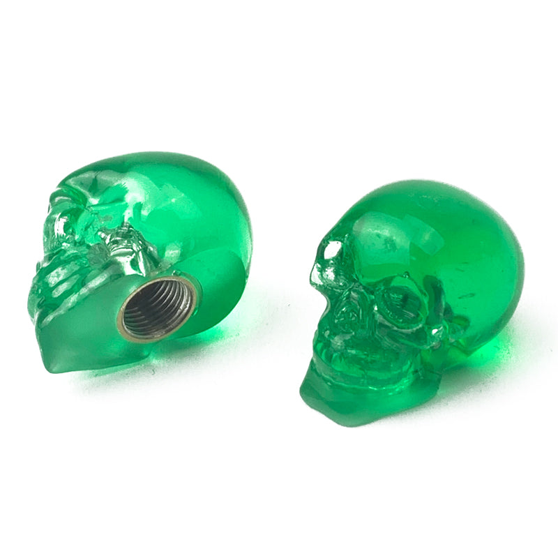 Skull valve caps / green