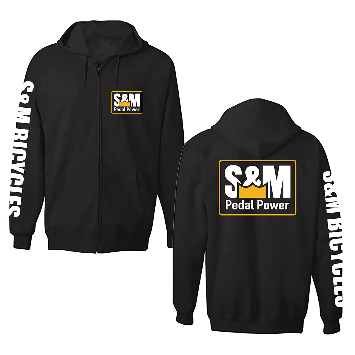 S&M PEDAL POWER ZIP HOODIE - BLACK - SMALL