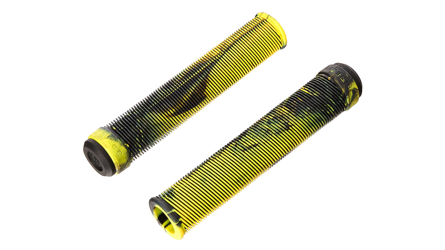 SAVAGE V.2 GRIPS NO FLANGE BLACK / YELLOW SWIRL