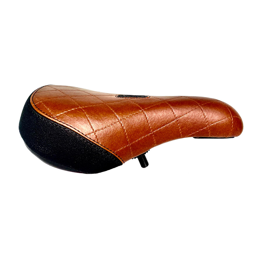 FIT BARSTOOL SEAT QUILTED BROWN SYNTHETIC LEATHER