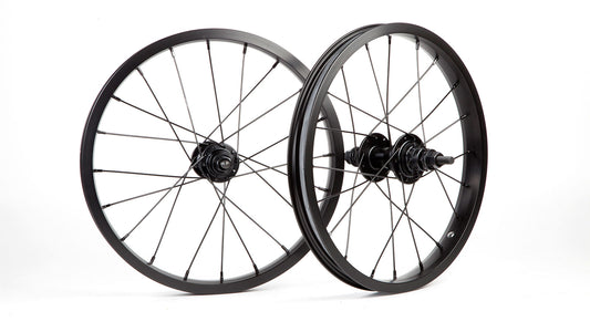 16" OEM WHEELSET 20 HOLE SINGLE WALL, 3/8 LOOSE FRONT 3/8 SEALED CASSETTE 9T REAR ALL BLACK