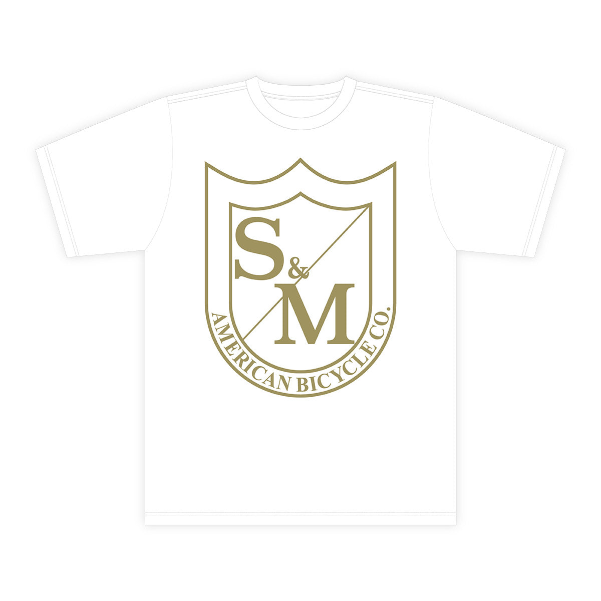 S&M BIG SHIELD T SHIRT BLACK ON WHITE SMALL