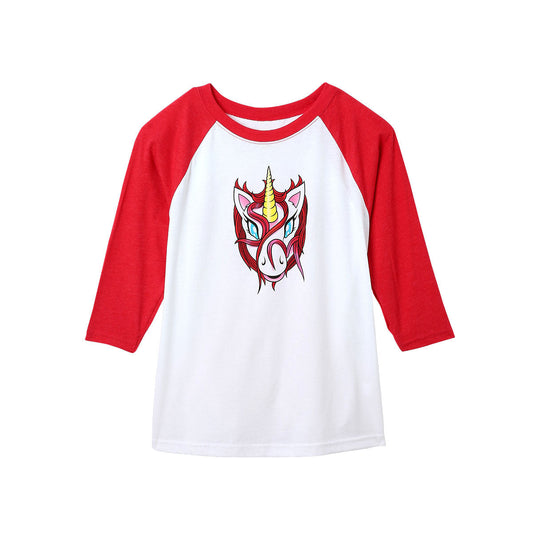 S&M KIDS UNICORN BASEBALL 3/4 RAGLAN RED/WHITE MEDIUM