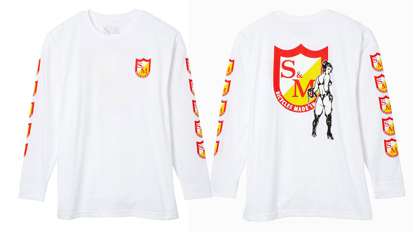 S&M LONG SLEEVE WHIP GIRL TEE WHITE SMALL